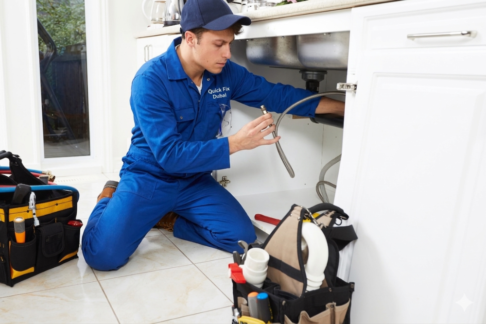 Emergency plumber responding to a burst pipe
